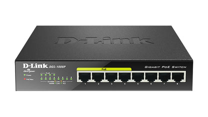 D-Link DGS-1008P switch di rete Non gestito Gigabit Ethernet (10/100/1000) Supporto Power over Ethernet (PoE) Nero [DGS-1008P]