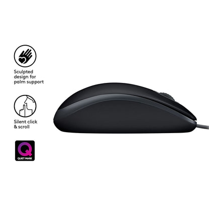 Logitech B110 Silent mouse Ambidestro USB tipo A Ottico 1000 DPI [910-005508]