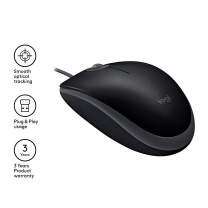 Logitech B110 Silent mouse Ambidestro USB tipo A Ottico 1000 DPI [910-005508]