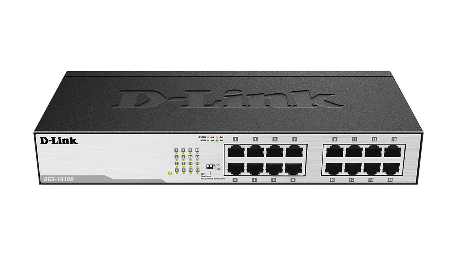 D-Link DGS-1016D switch di rete Non gestito Gigabit Ethernet (10/100/1000) 1U Nero, Argento [DGS-1016D]