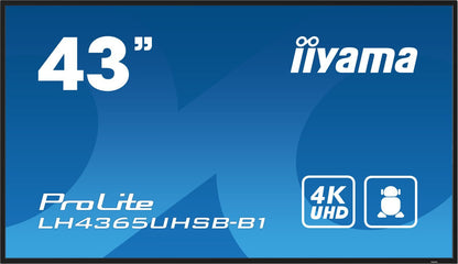 iiyama LH4365UHSB-B1 visualizzatore di messaggi Design chiosco 108 cm (42.5") LED Wi-Fi 800 cd/m 4K Ultra HD Nero Processore integrato Android 11 24/7 [LH4365UHSB-B1]