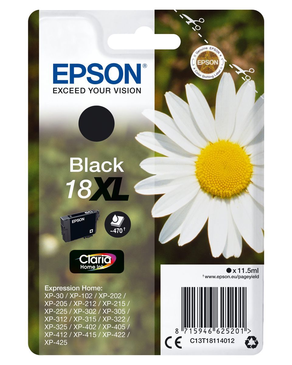 Epson Daisy Cartuccia Margherita Nero Inchiostri Claria Home 18XL [C13T18114012]