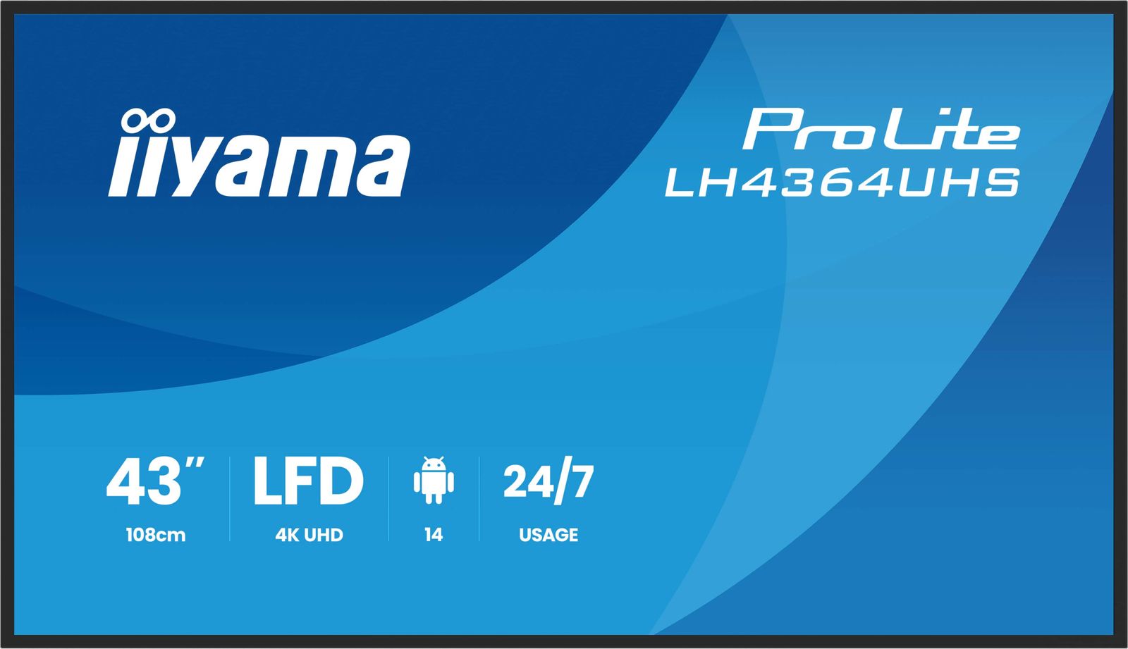 iiyama LH4364UHS-B1AG visualizzatore di messaggi Pannello piatto per segnaletica digitale 109,2 cm (43") LED Wi-Fi 500 cd/m 4K Ultra HD Nero Processore integrato Android 24/7 [LH4364UHS-B1AG]