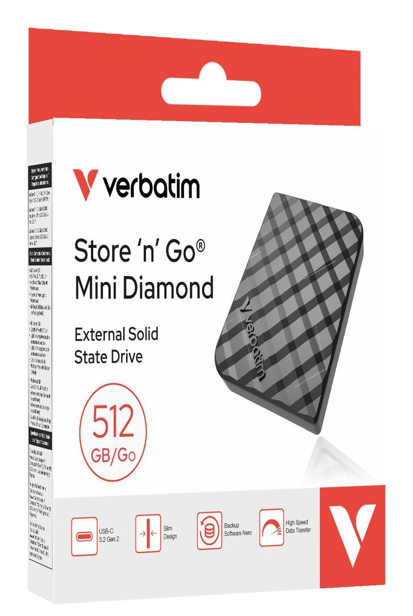Verbatim Store 'n' Go Mini Diamond 512 GB USB tipo-C 3.2 Gen 2 (3.1 Gen 2) Nero [32024]