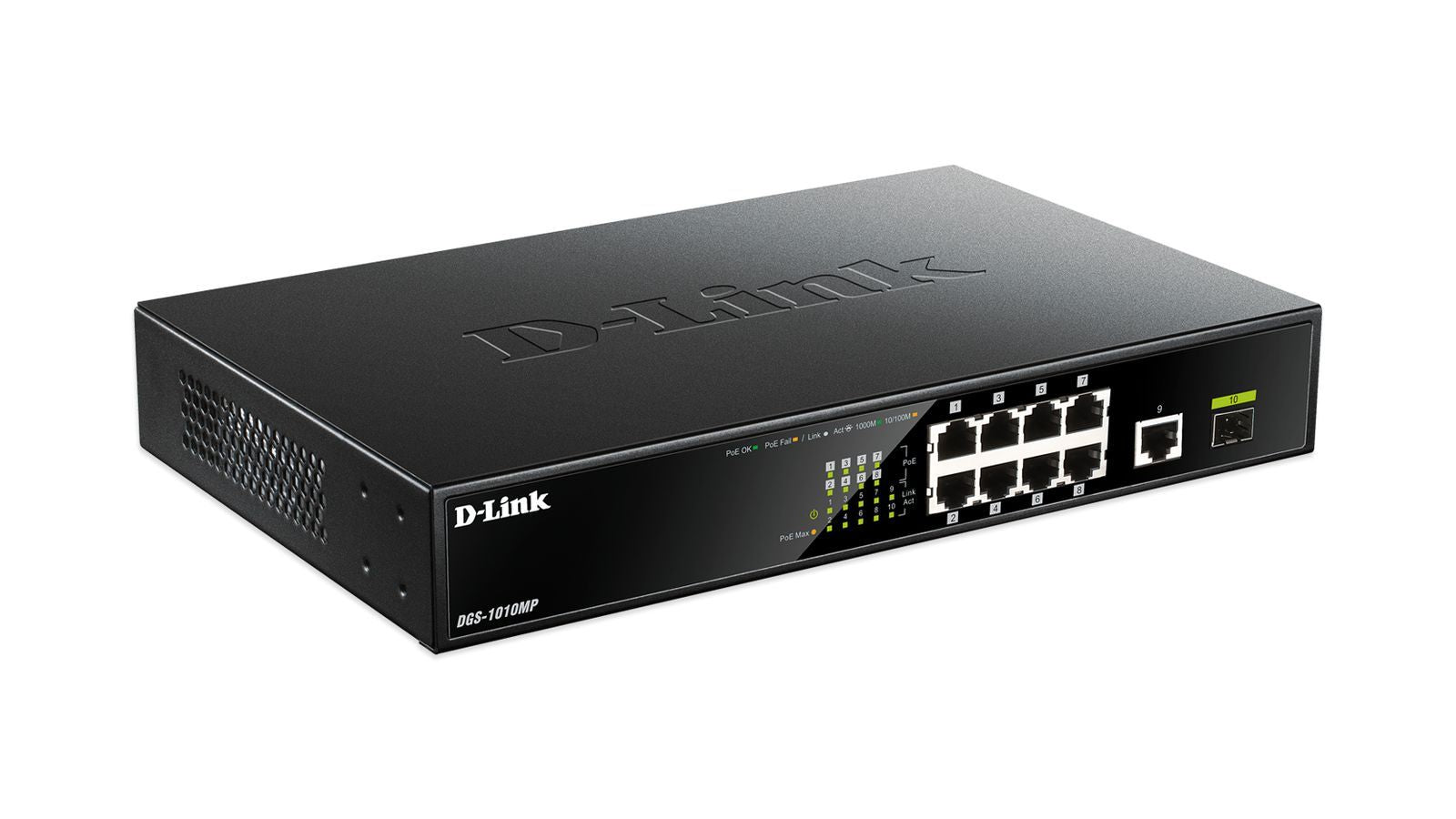 D-Link DGS-1010MP switch di rete Non gestito Gigabit Ethernet (10/100/1000) Supporto Power over Ethernet (PoE) 1U Nero [DGS-1010MP]