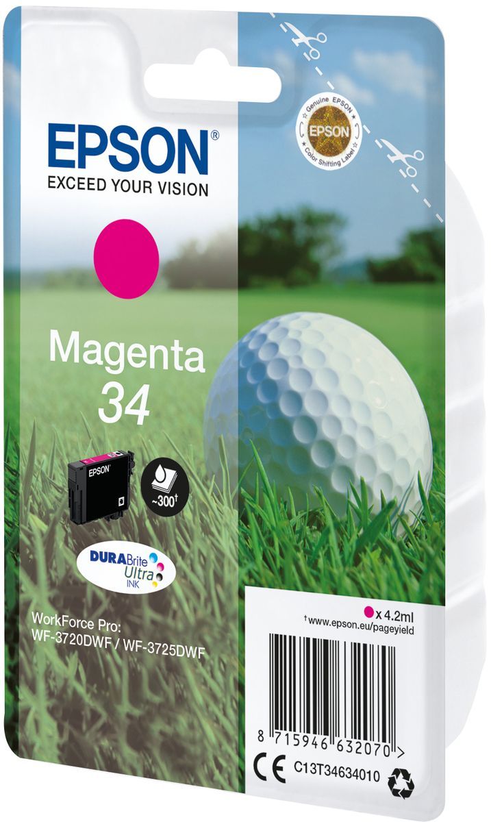 Epson Golf ball Inchiostro magenta singolo DURABrite Ultra Pallina da golf 34 [C13T34634010]