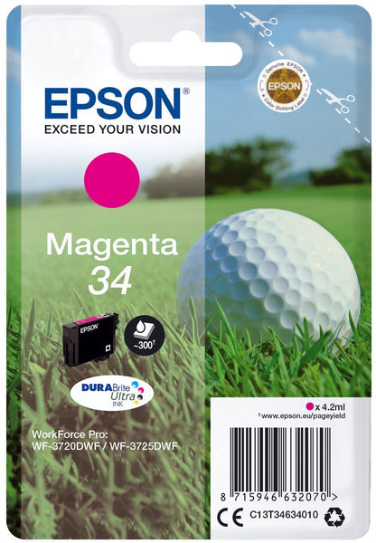 Epson Golf ball Singlepack Magenta 34 DURABrite Ultra Ink [C13T34634010]