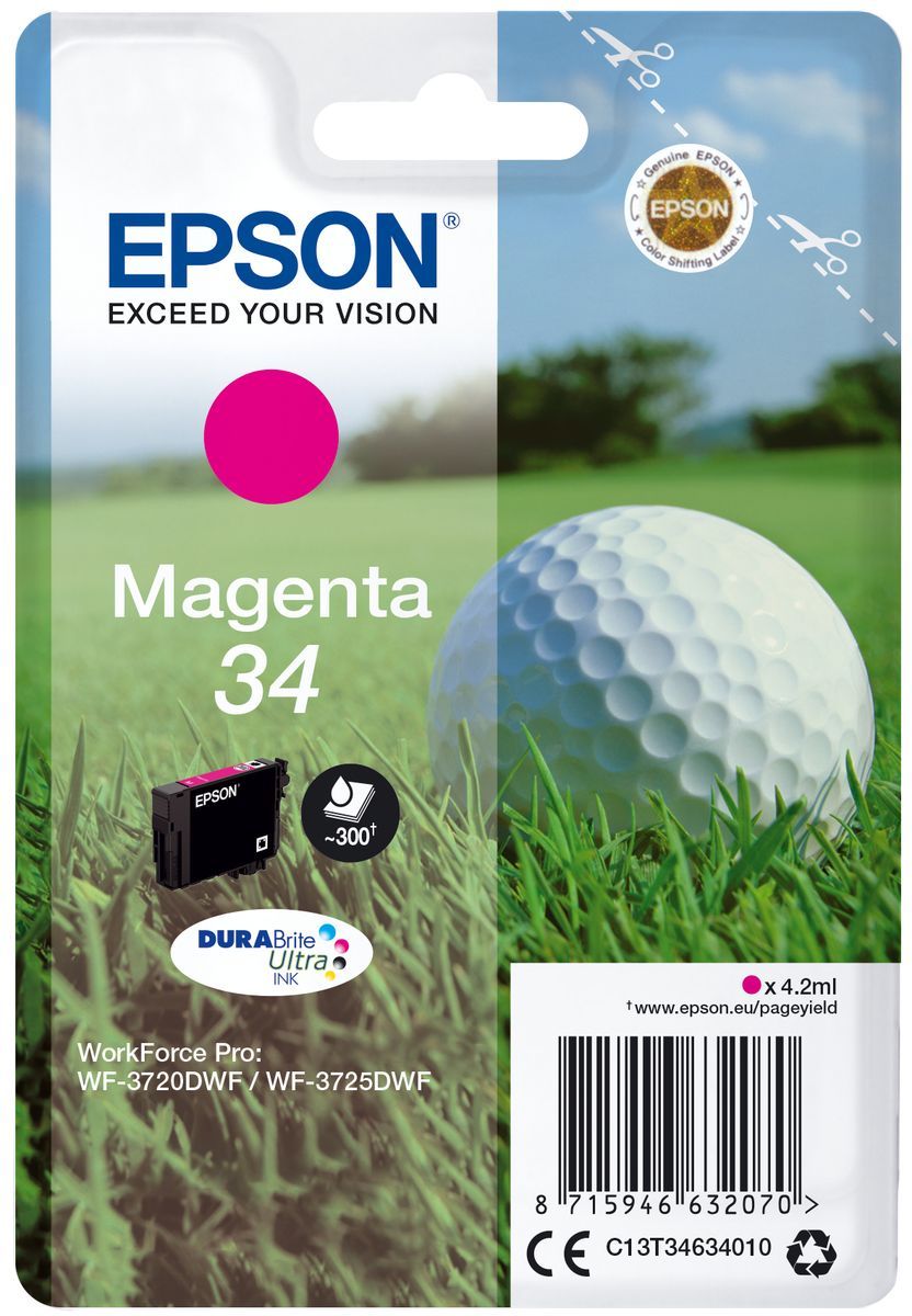 Epson Golf ball Singlepack Magenta 34 DURABrite Ultra Ink [C13T34634010]