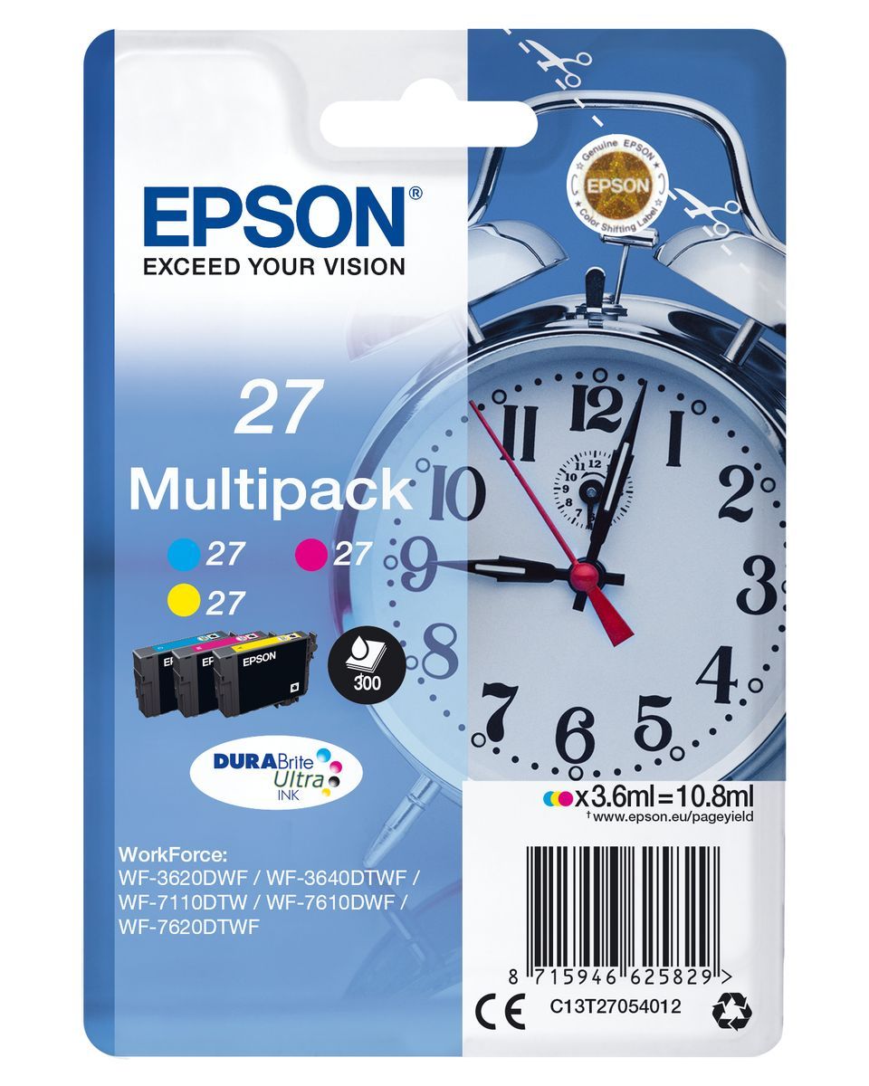 Epson Alarm clock Multipack 3-colour 27 DURABrite Ultra Ink [C13T27054012]