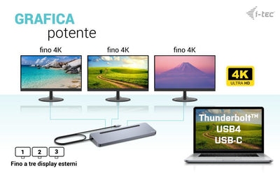 i-tec USB-C Metal Ergonomic 3x 4K Display Docking Station + Power Delivery 100 W [C31FLAT2PDPRO]