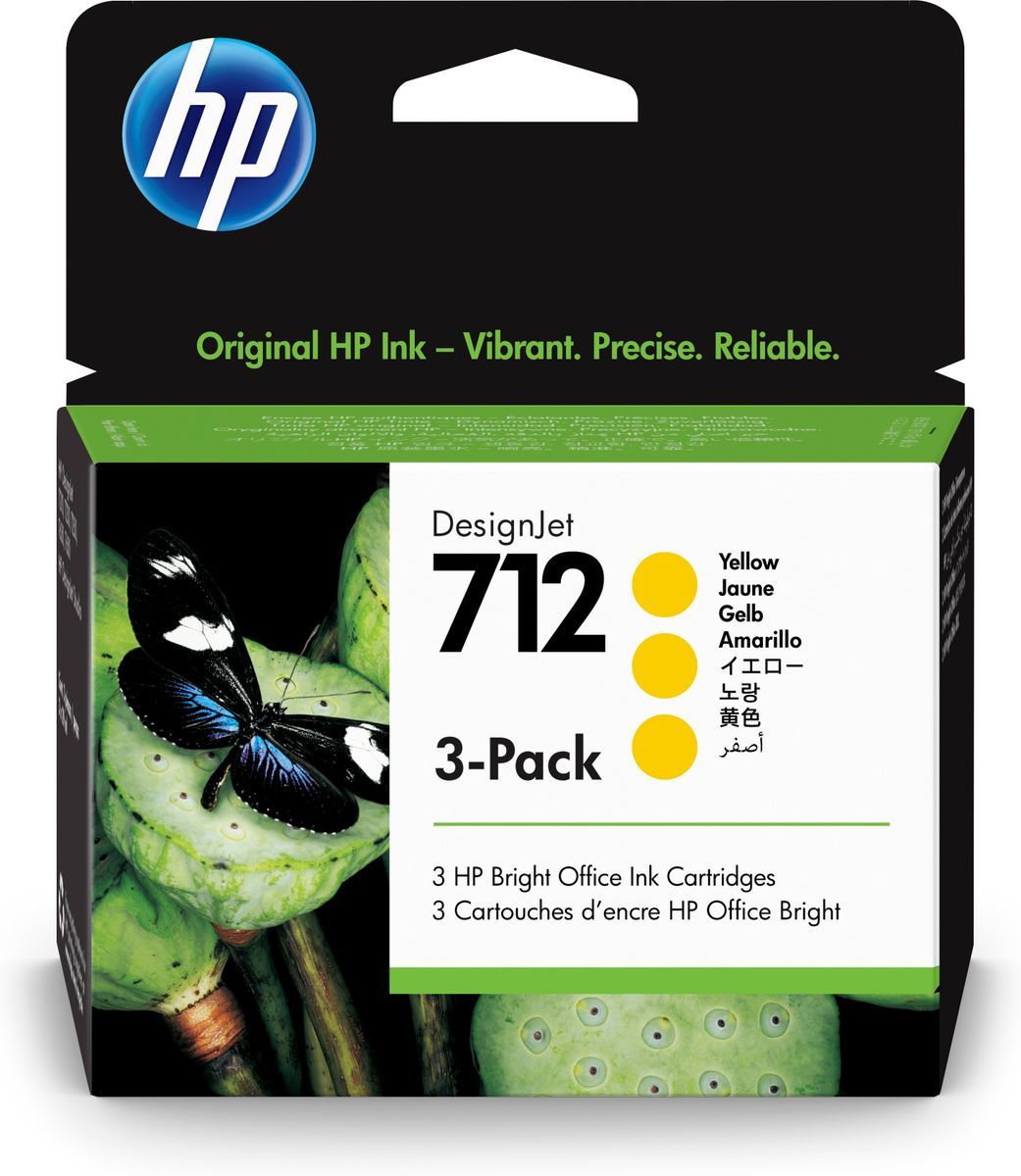HP Confezione da 3 cartucce di inchiostro giallo originale DesignJet 712 da 29 ml [3ED79A]