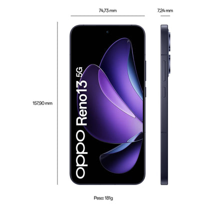 OPPO Reno13 5G AI Smartphone, Tripla fotocamera 50+8+2MP, Selfie 50MP, Display 6.59 120HZ AMOLED FHD+, 5600mAh, RAM 12GB(Esp4GB/8GB/12GB)+ROM 256GB, [Versione Italia], Luminous Blue [110010235376]