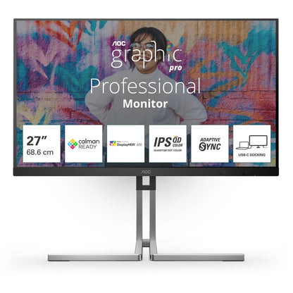 AOC MONITOR 27 IPS 16:9 4MS 420 CDM, USB-C, PIVOT, DP/HDMI [Q27U3CV]