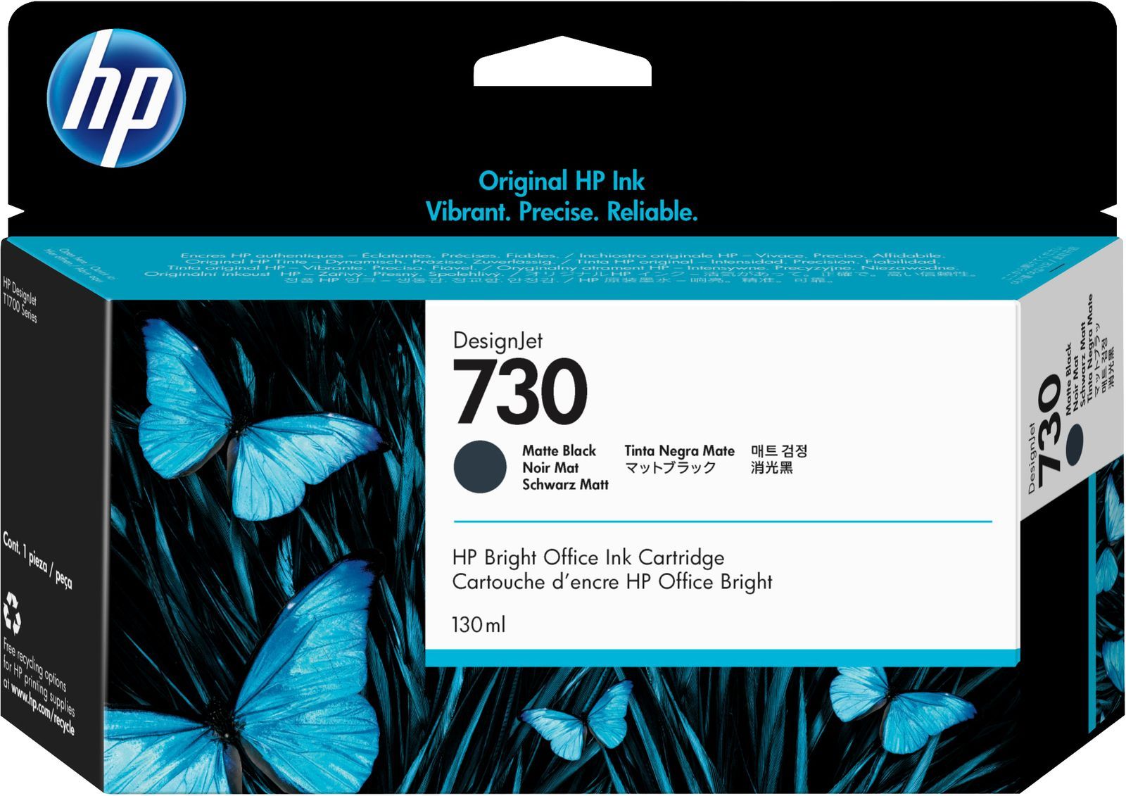 HP Cartuccia di inchiostro nero opaco DesignJet 730 da 130 ml [P2V65A]