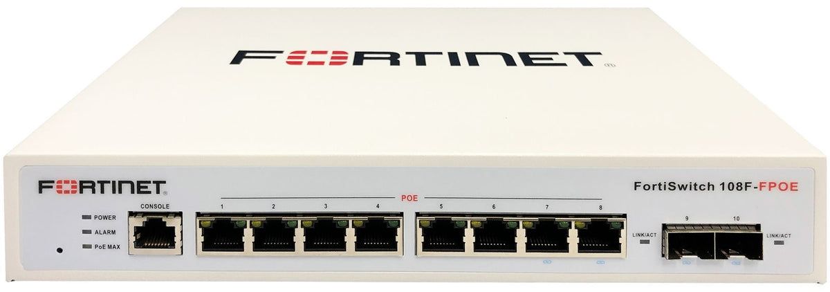 Fortinet FortiSwitch 108F-FPOE Gestito L2+ Gigabit Ethernet (10/100/1000) Supporto Power over Ethernet (PoE) Bianco [FS-108F-FPOE]