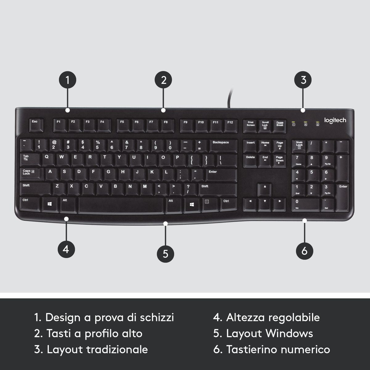 Logitech K120 Tastiera con Cavo [920-002492]