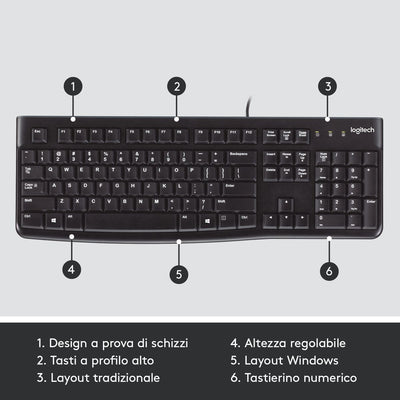 Logitech K120 Tastiera con Cavo [920-002492]