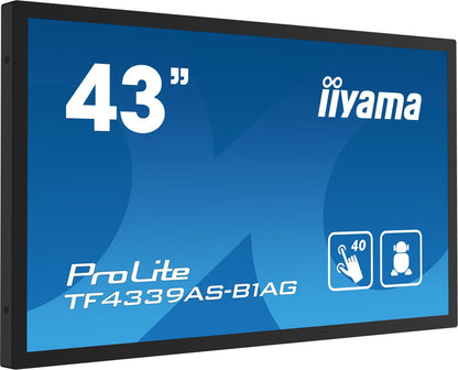 iiyama TF4339AS-B1AG visualizzatore di messaggi Pannello piatto per segnaletica digitale 108 cm (42.5") LED 500 cd/m 4K Ultra HD Nero Touch screen Processore integrato Android 24/7 [TF4339AS-B1AG]