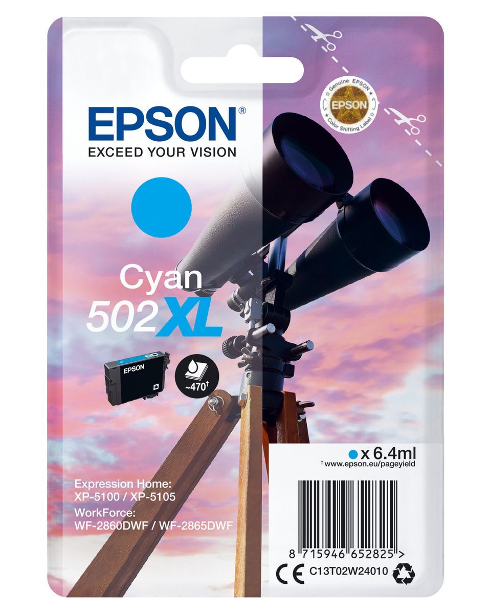 Epson Singlepack Cyan 502XL Ink [C13T02W24010]
