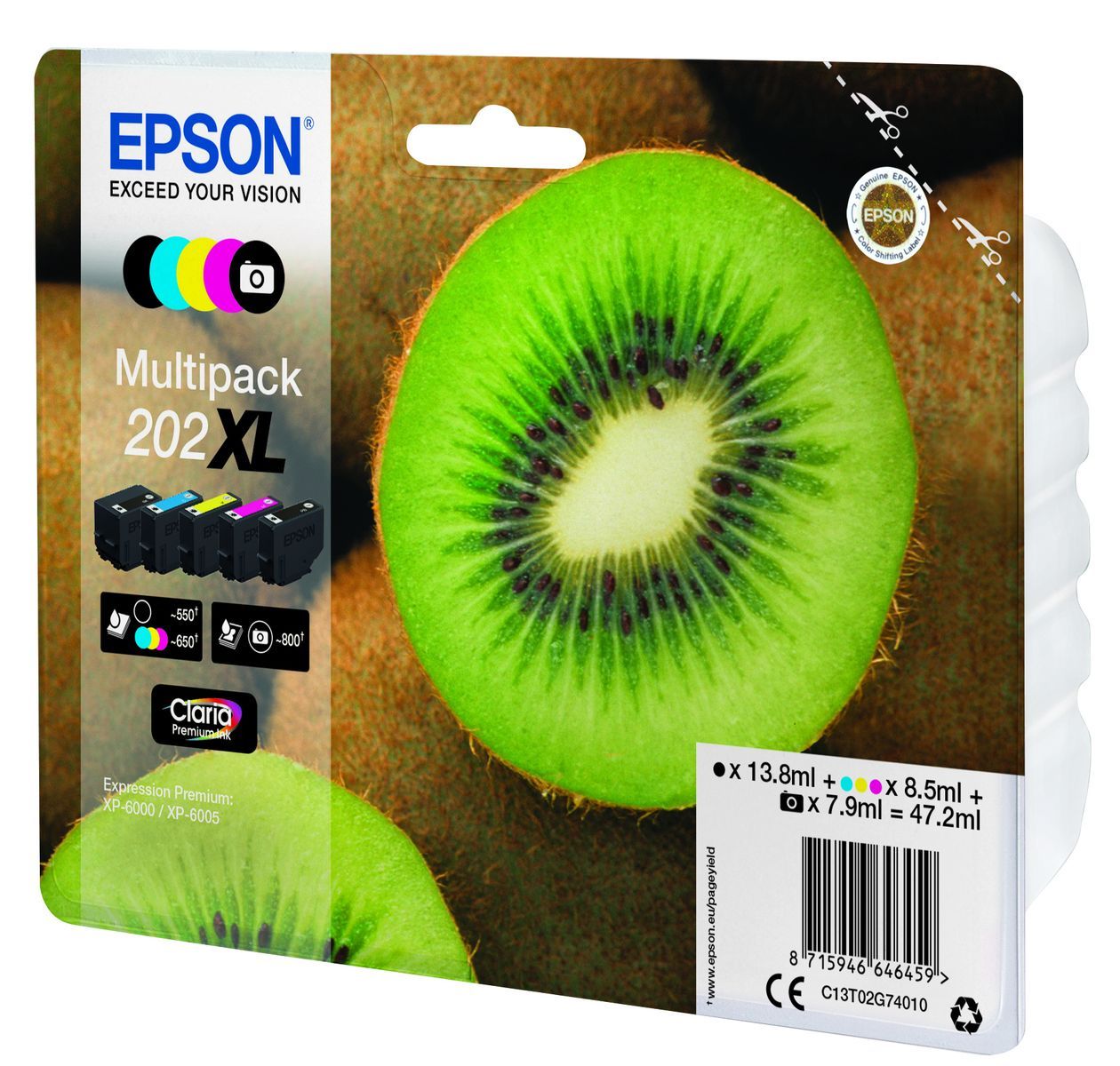 Epson Kiwi Multipack 5-colours 202XL Claria Premium Ink [C13T02G74010]