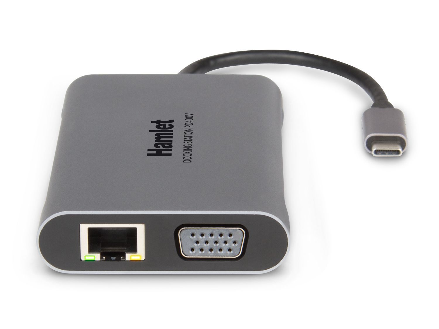 Hamlet HDKC-PD400V replicatore di porte e docking station per notebook Cablato USB 3.2 Gen 1 (3.1 Gen 1) Type-C Grigio [HDKC-PD400V]