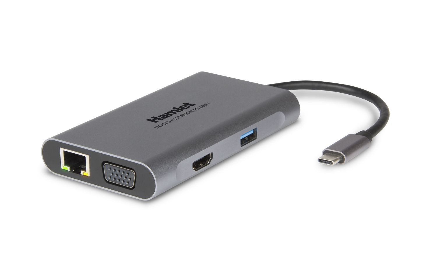 Hamlet HDKC-PD400V replicatore di porte e docking station per notebook Cablato USB 3.2 Gen 1 (3.1 Gen 1) Type-C Grigio [HDKC-PD400V]
