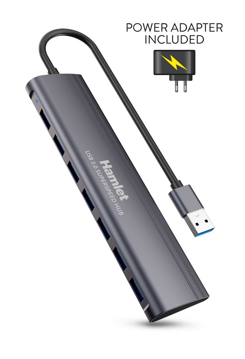 Hamlet XHUB-07A3P hub di interfaccia USB 3.2 Gen 1 (3.1 Gen 1) Type-A 5000 Mbit/s Nero [XHUB-07A3P]
