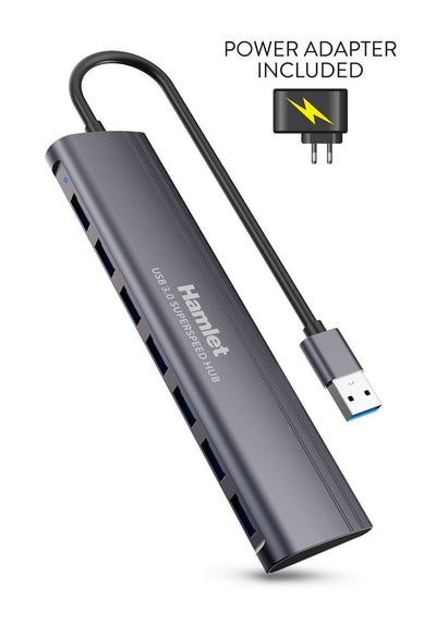 Hamlet XHUB-07A3P hub di interfaccia USB 3.2 Gen 1 (3.1 Gen 1) Type-A 5000 Mbit/s Nero [XHUB-07A3P]