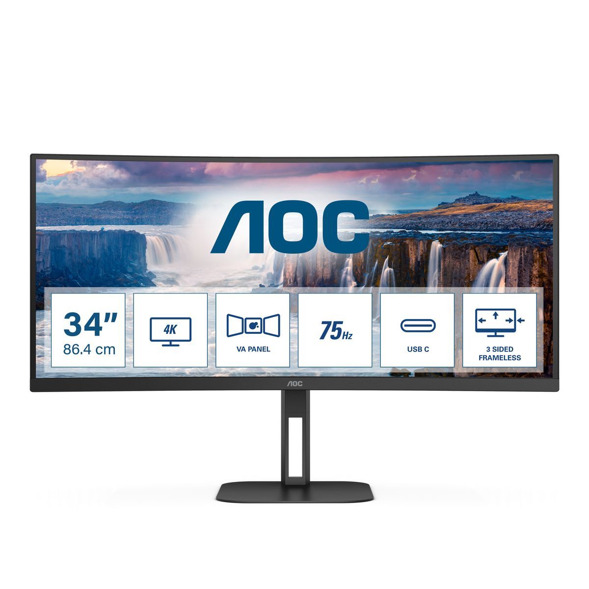 AOC V5 CU34V5C/BK LED display 86,4 cm (34") 3440 x 1440 Pixel Wide Quad HD Nero [CU34V5C/BK]