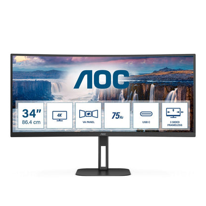 AOC V5 CU34V5C/BK LED display 86,4 cm (34") 3440 x 1440 Pixel Wide Quad HD Nero [CU34V5C/BK]