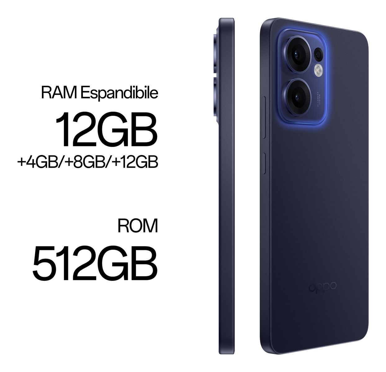 OPPO Reno13 FS 5G AI Smartphone, Tripla fotocamera 50+8+2MP, Selfie 32MP, Display 6.67 120HZ AMOLED FHD+, 5800mAh, RAM 12GB(Esp4GB/8GB/12GB)+ROM 512GB, [Versione Italia], Luminous Blue [110010234975]