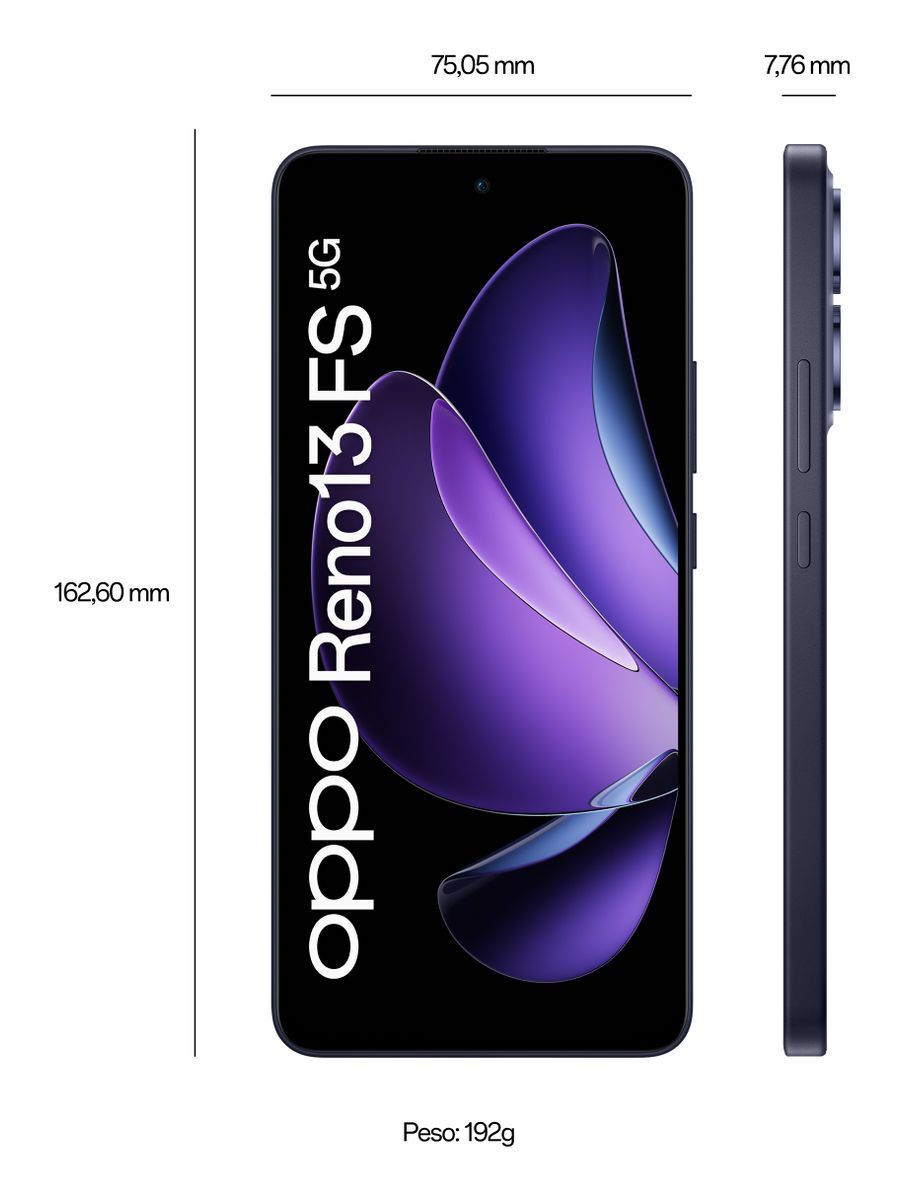 OPPO Reno13 FS 5G AI Smartphone, Tripla fotocamera 50+8+2MP, Selfie 32MP, Display 6.67 120HZ AMOLED FHD+, 5800mAh, RAM 12GB(Esp4GB/8GB/12GB)+ROM 512GB, [Versione Italia], Luminous Blue [110010234975]