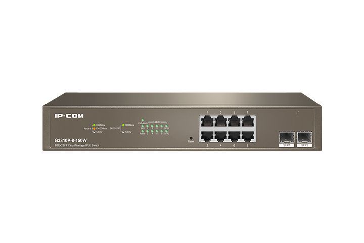 IP-COM Networks G3310P-8-150W switch di rete Gestito L2 Gigabit Ethernet (10/100/1000) Supporto Power over Ethernet (PoE) Grigio [G3310P-8-150W]