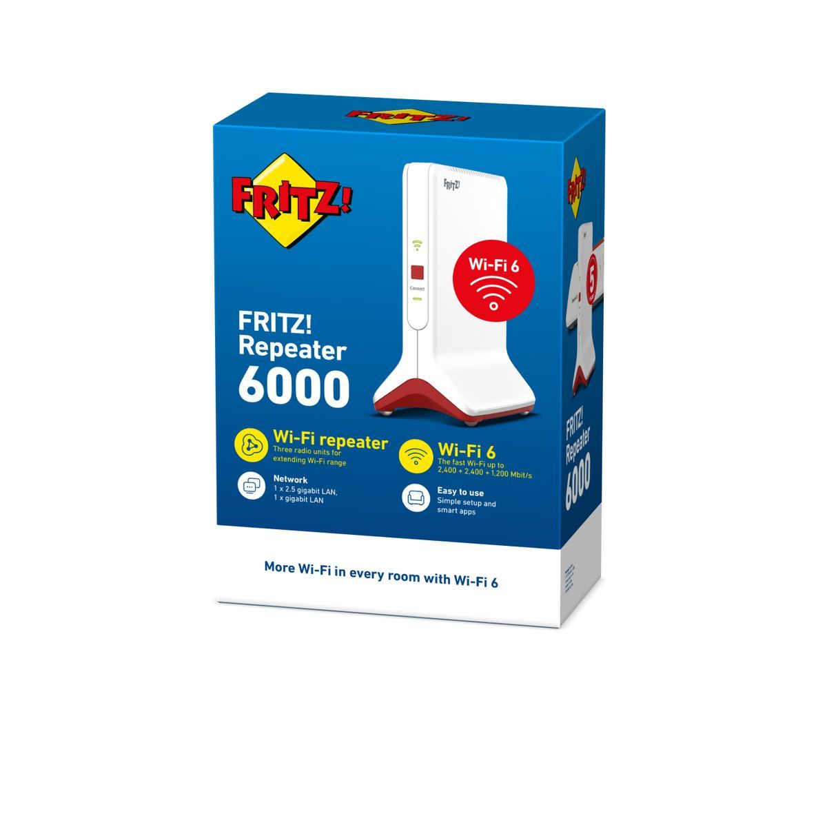 FRITZ! Repeater 6000 Ricevitore e trasmettitore di rete Rosso, Bianco 10, 100, 1000, 2500 Mbit/s [20002953]