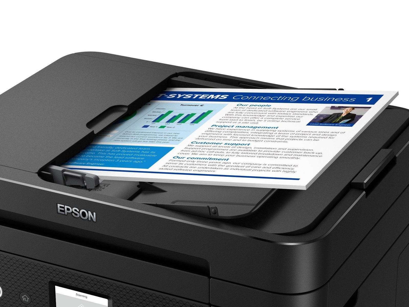 Epson WorkForce WF-2960DWF stampante multifunzione A4 getto d'inchiostro (stampa, scansione, copia), Display LCD 6.1 cm, ADF, WiFi Direct, AirPrint, 3 mesi di inchiostro incluso con ReadyPrint [C11CK60403]