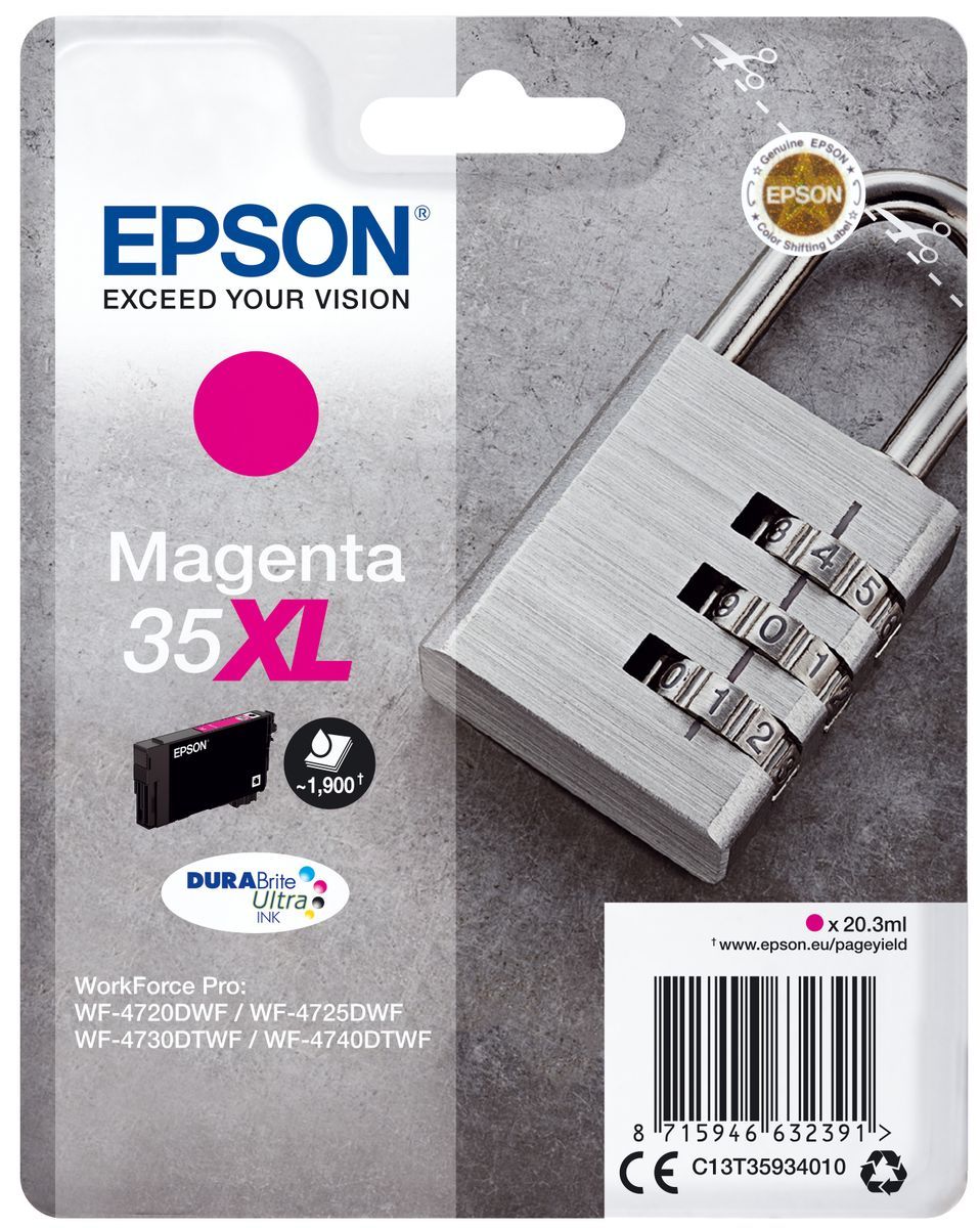 Epson Padlock Singlepack Magenta 35XL DURABrite Ultra Ink [C13T35934010] - ITPartners