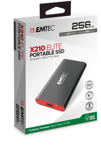 Emtec X210 Elite 256 GB USB tipo-C 3.2 Gen 2 (3.1 Gen 2) Nero [ECSSD256GX210]