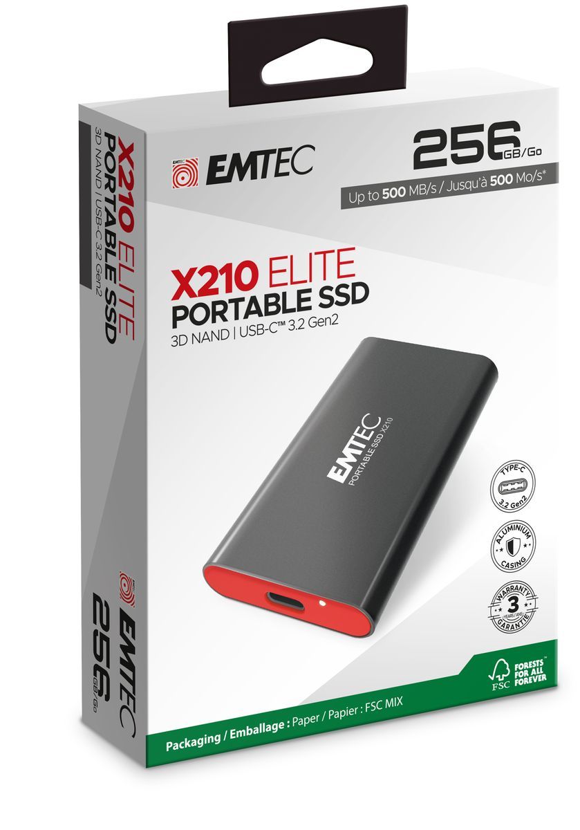 Emtec X210 Elite 256 GB USB tipo-C 3.2 Gen 2 (3.1 Gen 2) Nero [ECSSD256GX210]