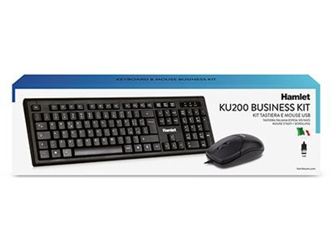 Hamlet KU200 tastiera Mouse incluso Casa USB Italiano Nero [XKKMICEU200]