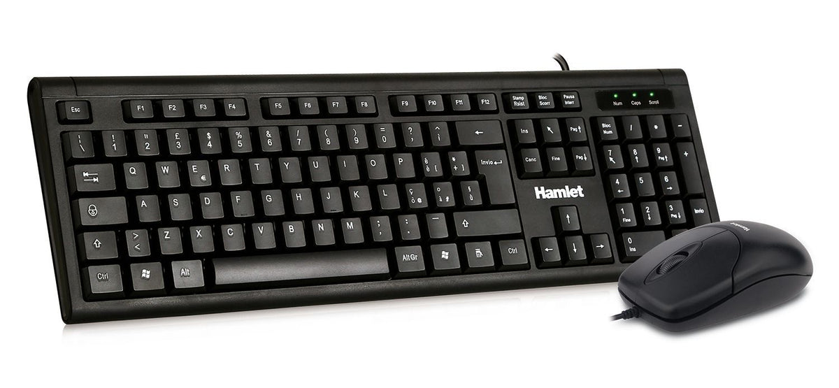 Hamlet KU200 tastiera Mouse incluso Casa USB Italiano Nero [XKKMICEU200]