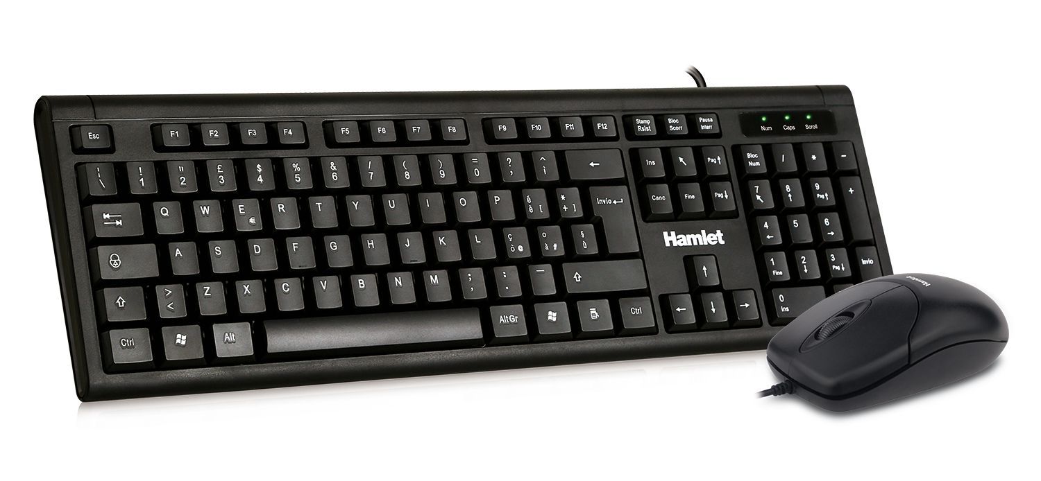 Hamlet KU200 tastiera Mouse incluso Casa USB Italiano Nero [XKKMICEU200]