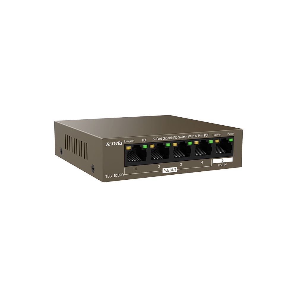 Tenda TEG1105PD switch di rete Gigabit Ethernet (10/100/1000) Supporto Power over Ethernet (PoE) Marrone [TEG1105PD]