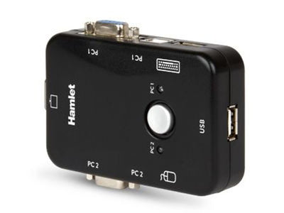 Hamlet KVM Smart Control Switch a 3 porte usb con 2 set di cavi KVM inclusi [HNKVM3U]