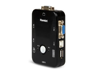 Hamlet KVM Smart Control Switch a 3 porte usb con 2 set di cavi KVM inclusi [HNKVM3U]