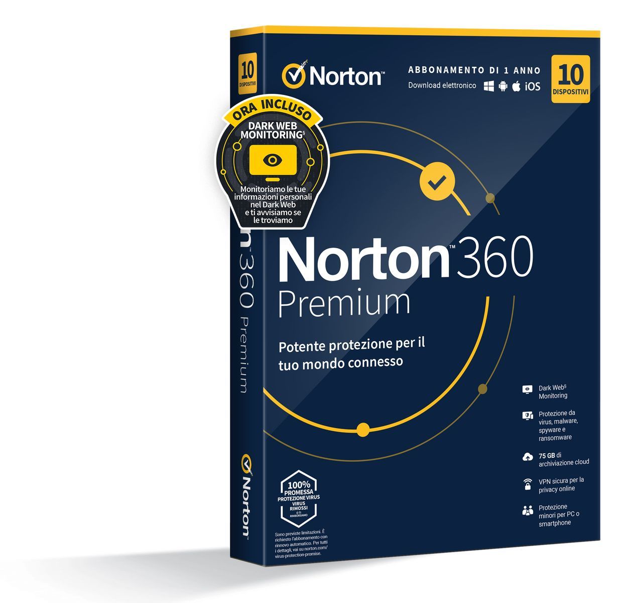 Norton 360 Premium 2024 Antivirus per 10 dispositivi Licenza di 1 anno Secure VPN e Password Manager PC, Mac, tablet e smartphone [21429125]