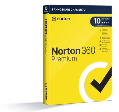 Norton 360 Premium 2024 Antivirus per 10 dispositivi Licenza di 1 anno Secure VPN e Password Manager PC, Mac, tablet e smartphone [21429125]