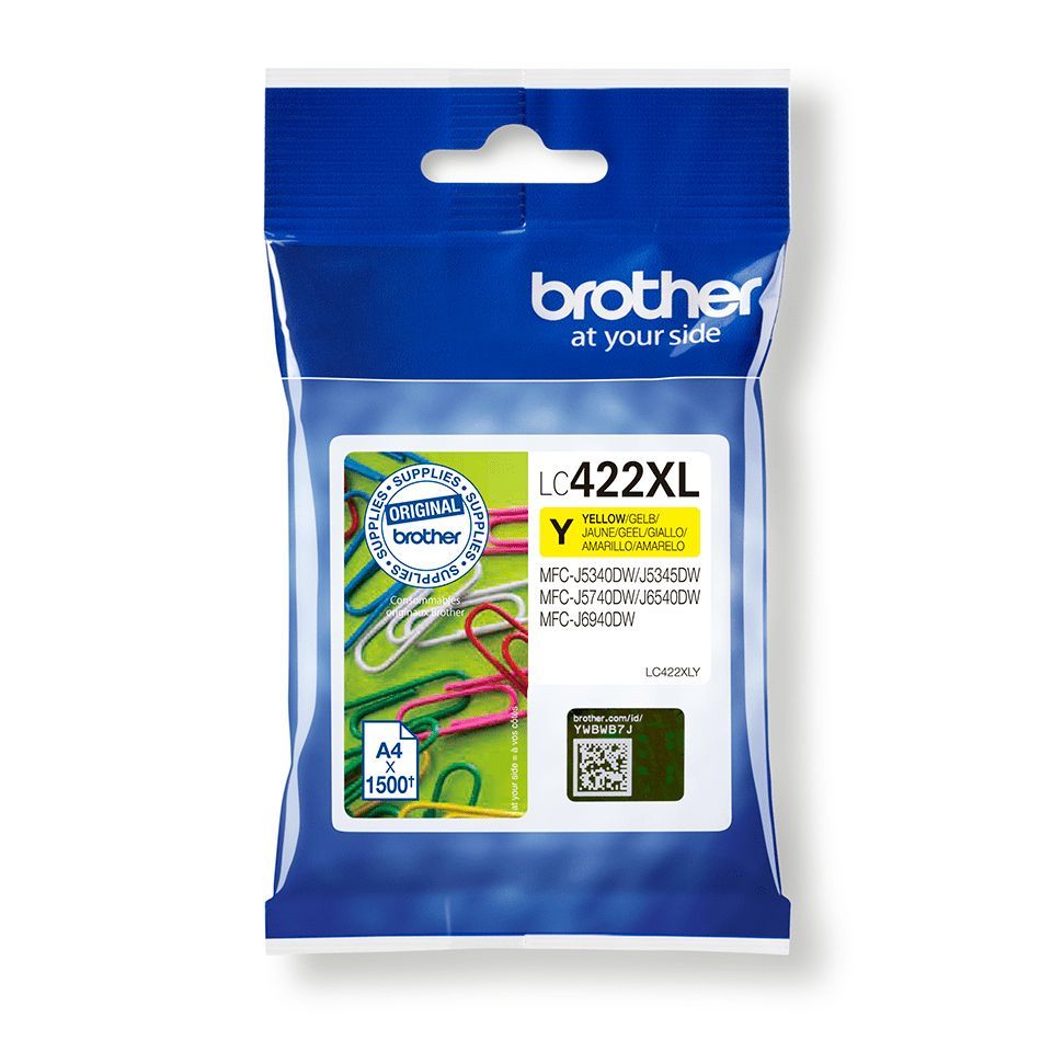 Brother LC-422XLY cartuccia d'inchiostro 1 pz Originale Giallo [LC422XLY]