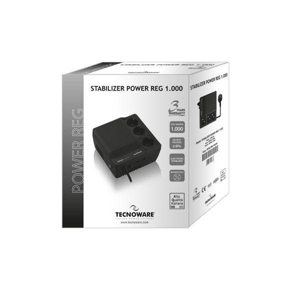 Tecnoware Power Reg 1000VA 3presa(e) AC 230V Nero regolatore di tensione [FSTELPRE1000M]