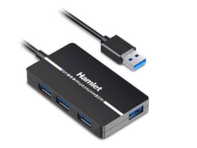 Hamlet XHUB-04U3P hub di interfaccia USB 3.2 Gen 1 (3.1 Gen 1) Type-A 5000 Mbit/s Nero [XHUB-04U3P]
