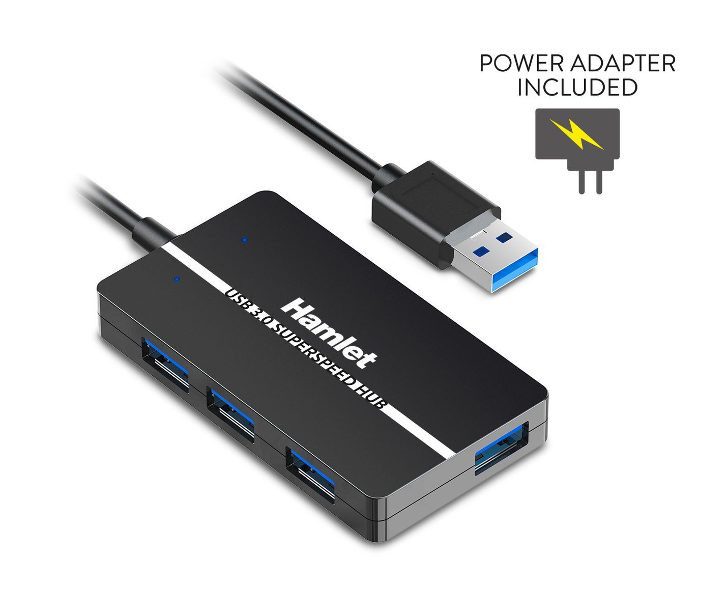 Hamlet XHUB-04U3P hub di interfaccia USB 3.2 Gen 1 (3.1 Gen 1) Type-A 5000 Mbit/s Nero [XHUB-04U3P]